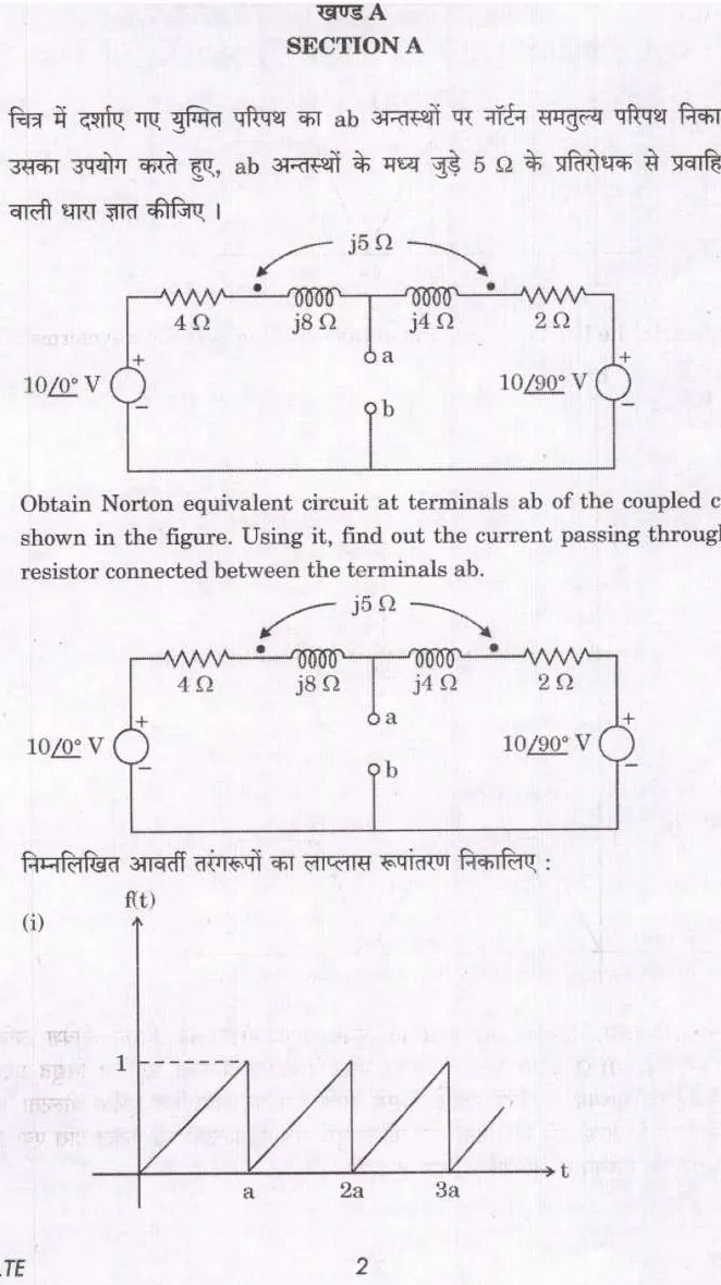 UPSC Civil Services (Main) Examination 2023 Electrical Engineering Paper I question paper page 1 instructions scan PDF download
