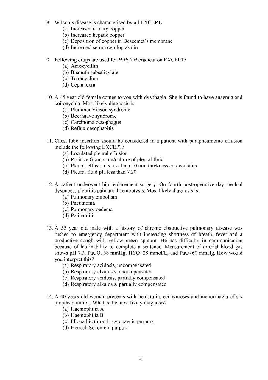 UPSC CMS 2017 Paper-I General Medicine question paper page 1 instructions scan PDF download