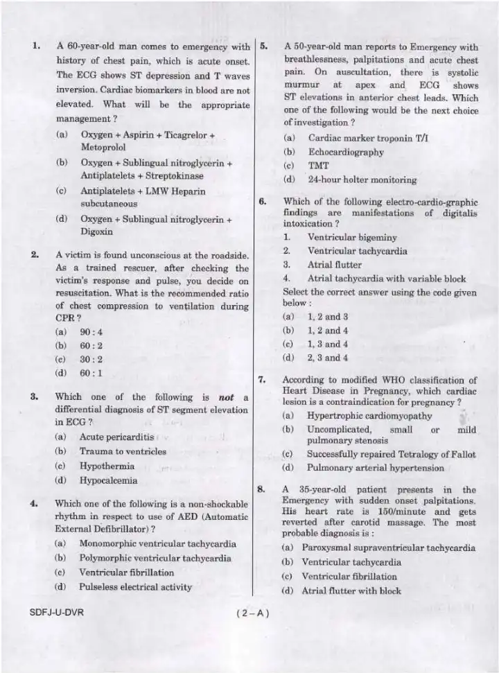 UPSC CMS 2021 General Medicine and Pediatrics question paper page 1 instructions scan PDF download