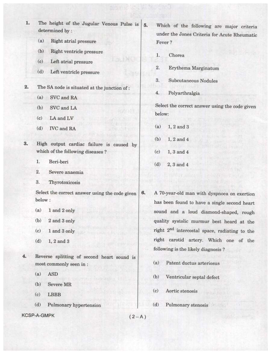 UPSC CMS 2024 Paper-I General Medicine and Pediatrics question paper page 1 instructions scan PDF download