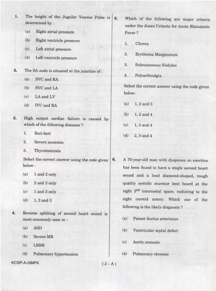 UPSC CMS 2024 Paper-I General Medicine and Pediatrics question paper page 1 instructions scan PDF download