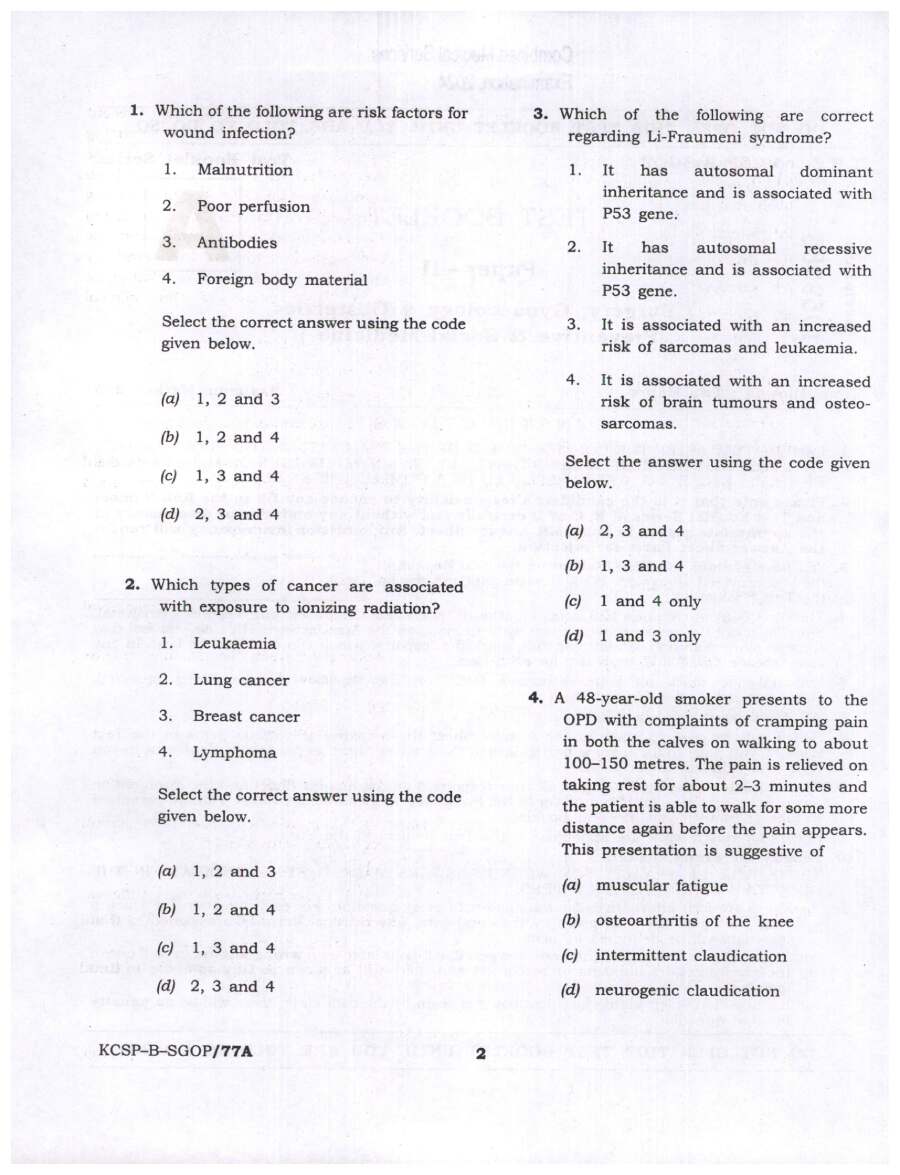 UPSC CMS 2024 Paper II Surgery Gynaecology Obstetrics Preventive Social Medicine question paper page 1 instructions scan PDF download