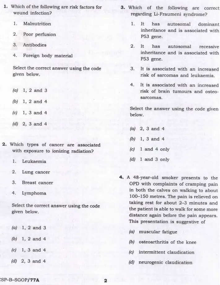 UPSC CMS 2024 Paper II Surgery Gynaecology Obstetrics Preventive Social Medicine question paper page 1 instructions scan PDF download