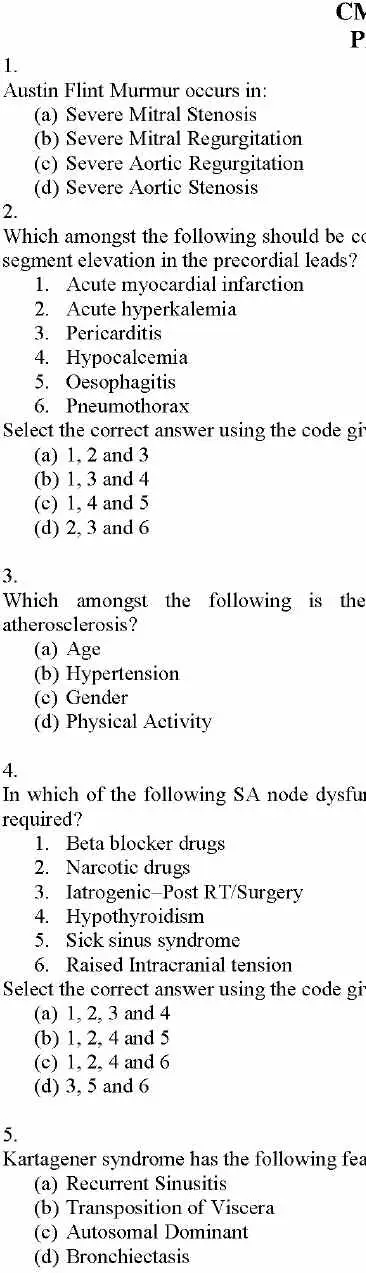 UPSC CMSE 2019 General Medicine question paper page 1 scan, featuring exam header and initial objective questions for download.