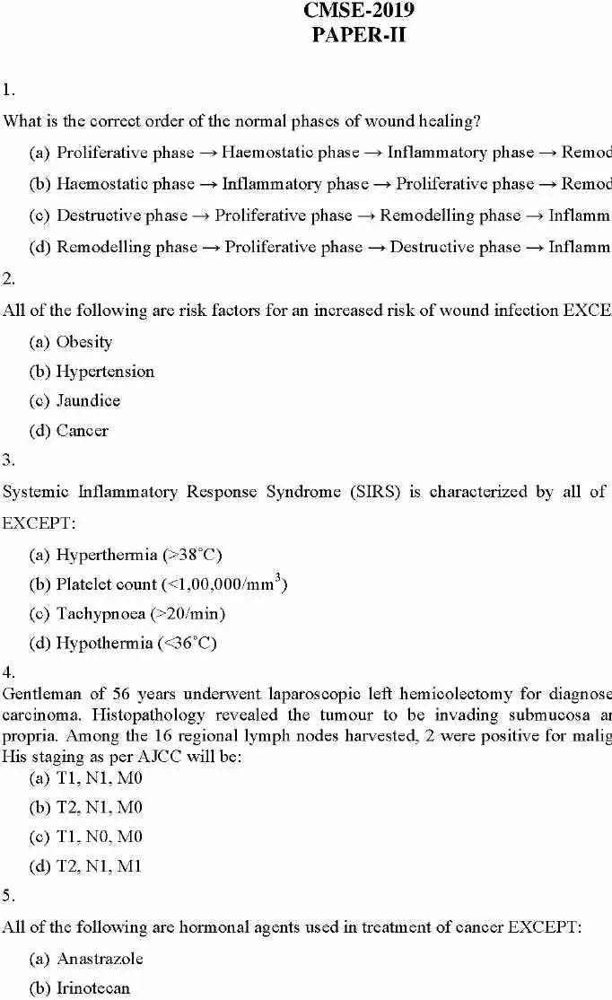 UPSC CMSE 2019 Paper-II Medical question paper page 1 scan PDF download, showing exam header and first few objective questions.