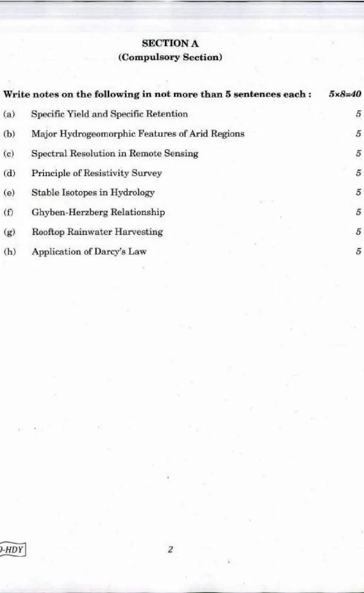 UPSC Combined Geo-Scientist and Geologist Examination 2017 Hydrogeology question paper page 1 instructions scan PDF download