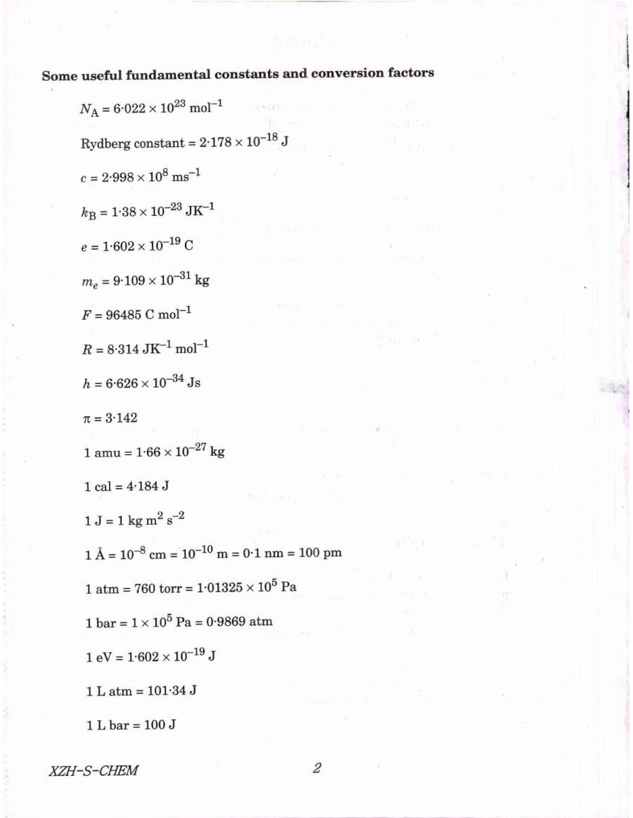 UPSC Combined Geo-Scientist 2019 Chemistry Paper II question paper page 1 instructions scan PDF download