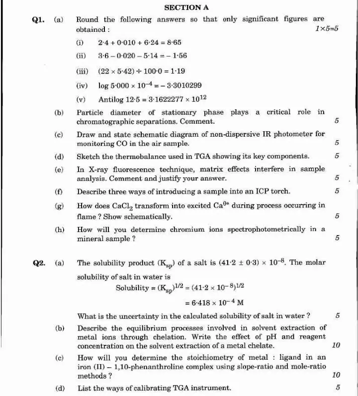 UPSC Combined Geo-Scientist Main 2020 Chemistry Paper III page 1 instructions scan PDF download
