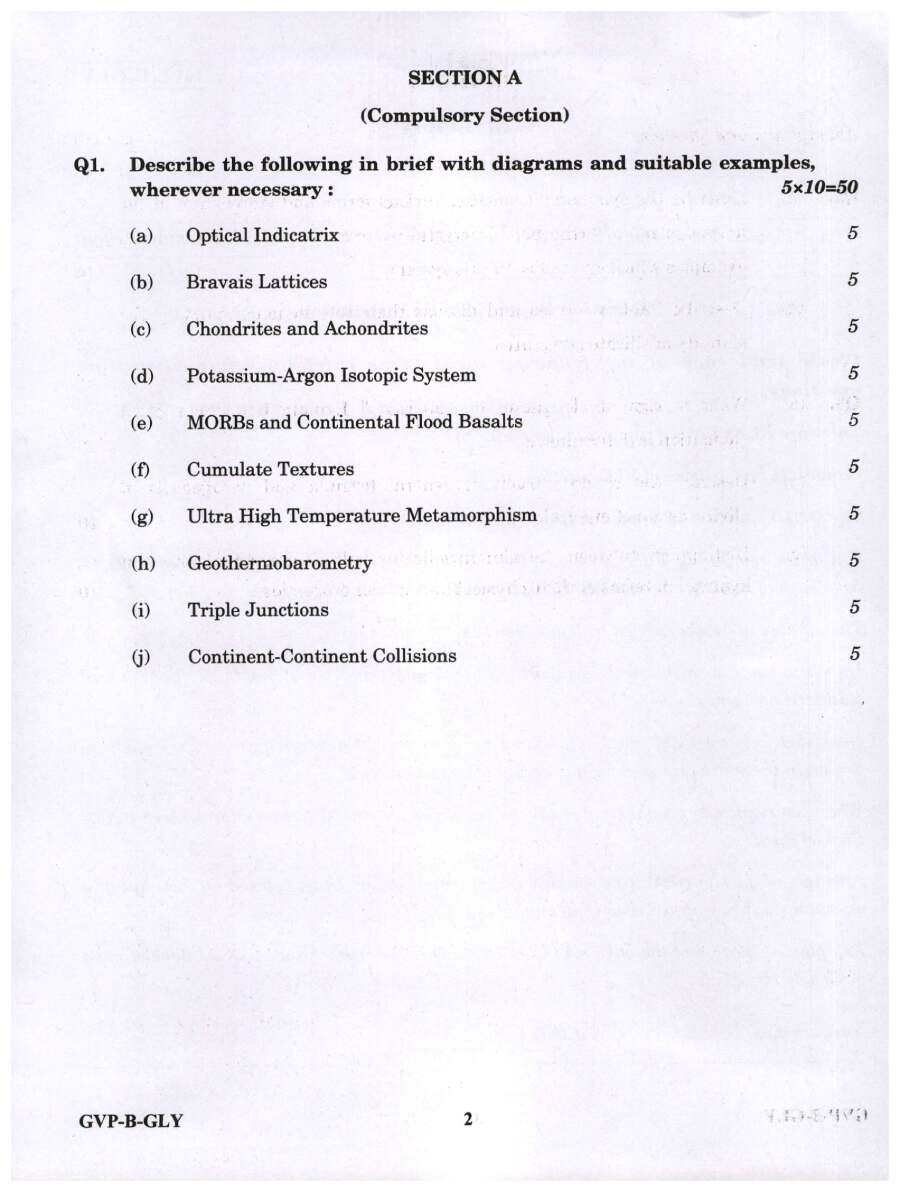 UPSC Combined Geo-Scientist (Main) Examination 2022 Geology Paper II page 1 instructions scan PDF download