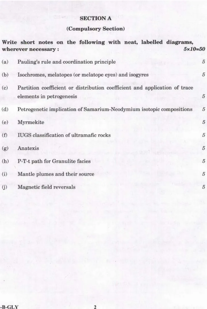 UPSC Combined Geo-Scientist Main 2023 Geology Paper II question paper page 1 instructions scan PDF download