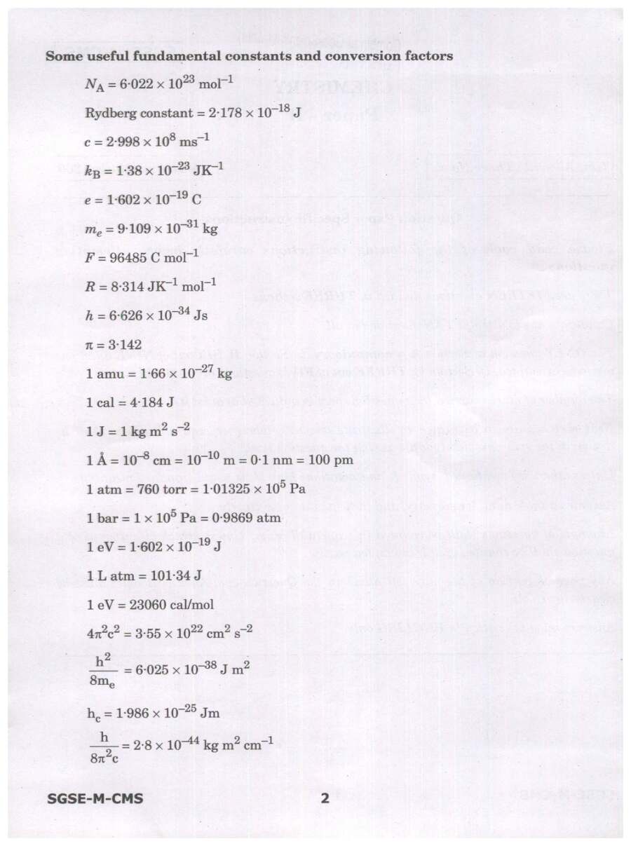 Combined Geo-Scientist Main 2024 Chemistry Paper II question paper page 1 instructions scan PDF download