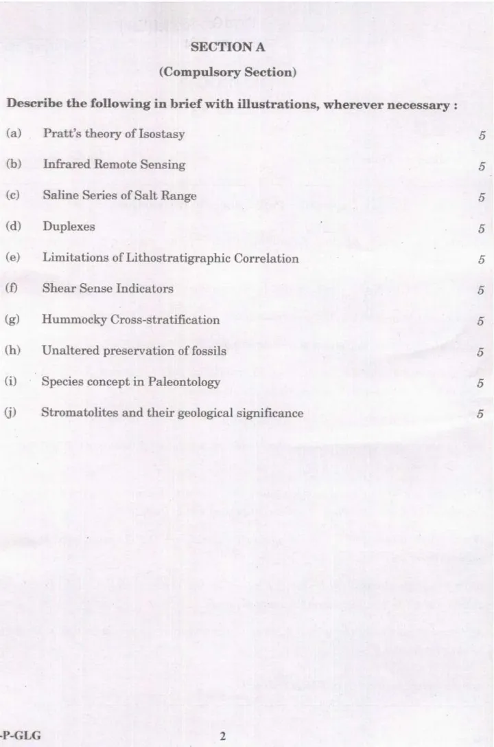 UPSC Combined Geo-Scientist Main 2024 Geology Paper I question paper page 1 instructions scan PDF download