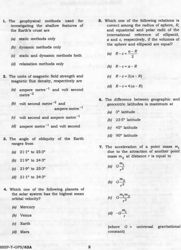 Combined Geo-Scientist 2026 Geophysics Paper II question paper page 1 instructions scan PDF download. UPSC Combined Geo-Scientist exam 2026.