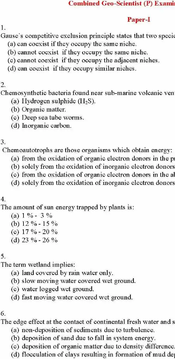 UPSC Combined Geo-Scientist Preliminary Examination 2020 Paper-I General Knowledge question paper page 1 instructions scan PDF download