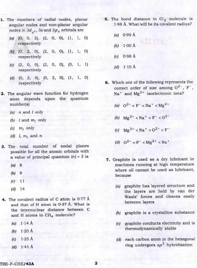 UPSC Combined Geo-Scientist 2022 Preliminary exam Paper II Chemistry question paper page 1 instructions scan PDF download