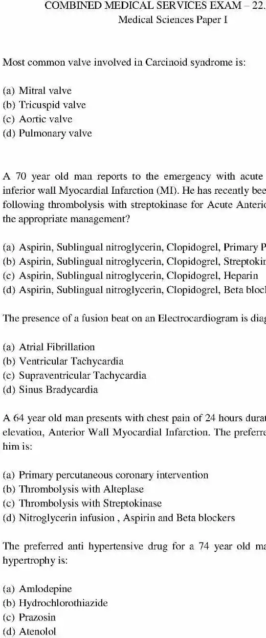 UPSC Combined Medical Services Examination 2018 Medical Sciences Paper I question paper page 1 scan PDF download, showing exam header and first few objective questions.