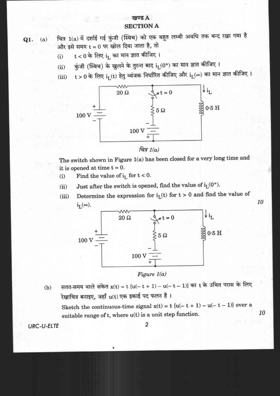 UPSC CS (Main) 2020 Electrical Engineering Paper I question paper page 1 instructions scan PDF download