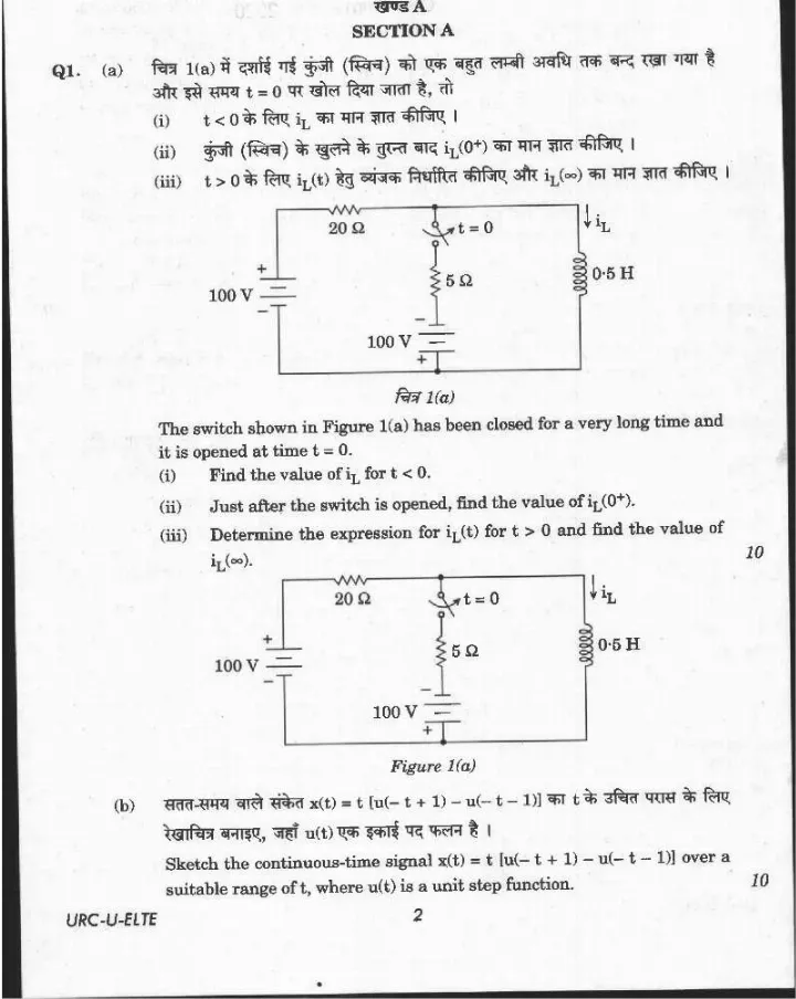 UPSC CS (Main) 2020 Electrical Engineering Paper I question paper page 1 instructions scan PDF download