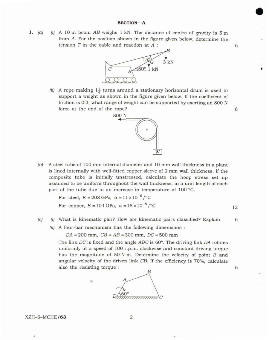 UPSC Engineering Service Main 2019 Mechanical Engineering Paper II question paper page 1 instructions scan PDF download