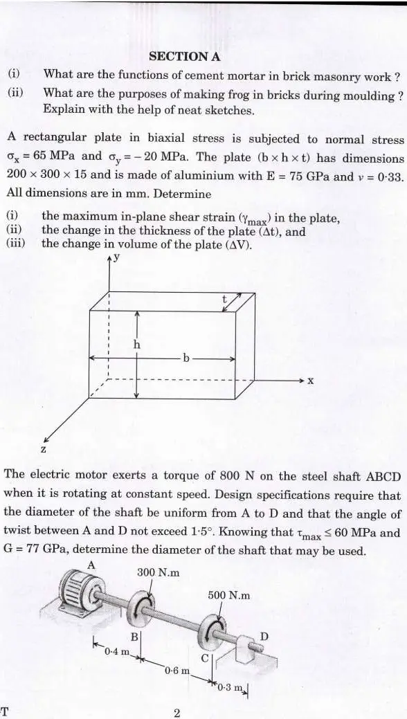 UPSC Engineering Service (Main) Examination 2021 Civil Engineering Paper I page 1 scan showing exam details and instructions. PDF download available.