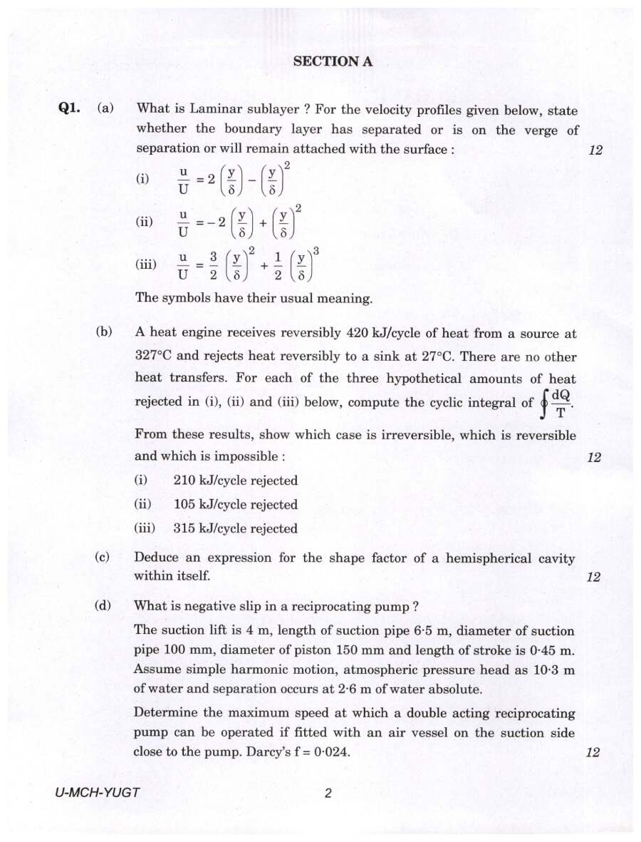 UPSC Engineering Service Main 2021 Mechanical Engineering Paper 1 instructions scan PDF download