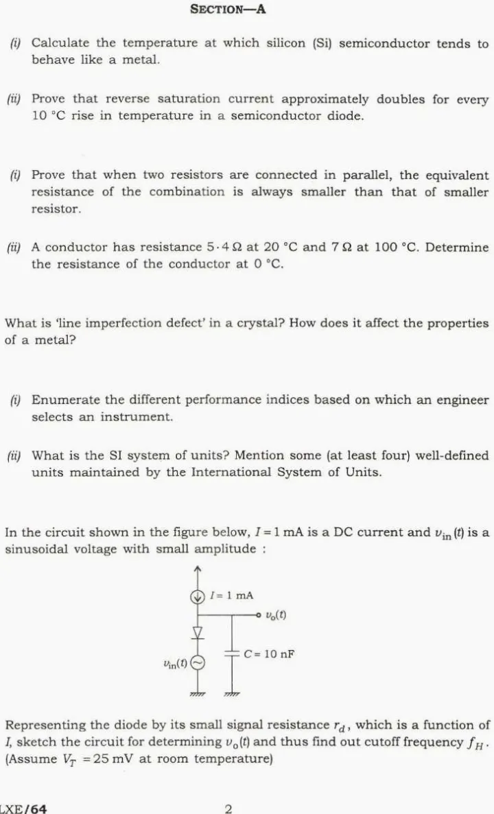 UPSC Engineering Service Main Examination 2019 Electronics and Telecommunication Engineering Paper-I page 1 instructions scan PDF download