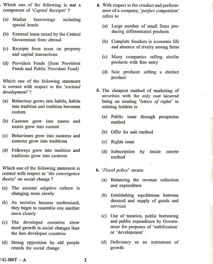 UPSC Engineering Service 2019 General Studies and Engineering Aptitude question paper page 1 instructions scan PDF download