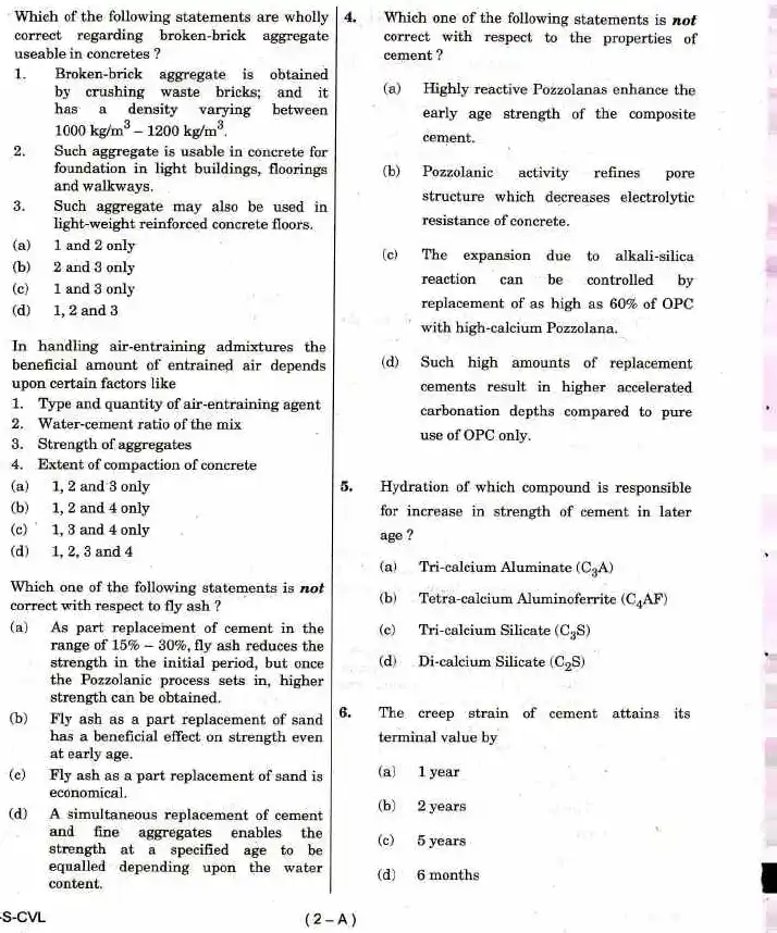 UPSC Engineering Service 2019 Civil Engineering question paper page 1 instructions scan PDF download