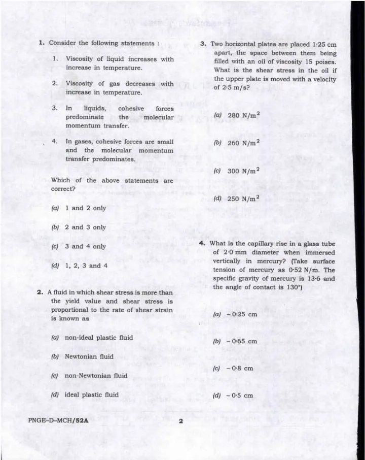 UPSC Engineering Services 2024 Mechanical Engineering Paper II question paper page 1 instructions scan PDF download