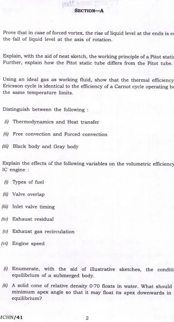 UPSC Engineering Services 2025 Mechanical Engineering Paper I page 1 instructions scan PDF download. Official exam instructions for ESE Main 2025 Mechanical Engineering Paper I.