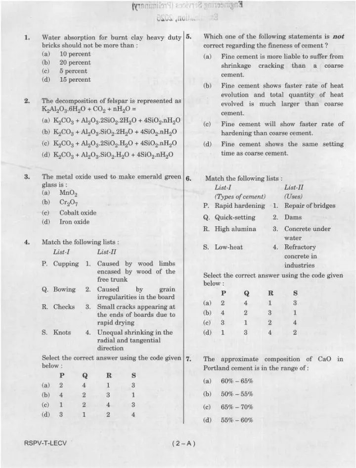 UPSC Engineering Services 2026 Civil Engineering Paper II question paper page 1 instructions scan PDF download for ESE Prelims