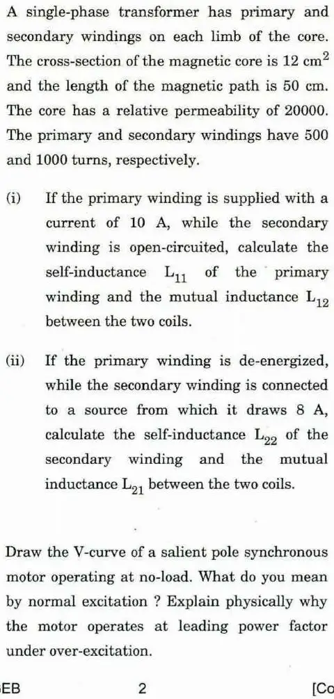 UPSC Engineering Services Examination 2016 Electrical Engineering Paper II Conventional question paper page 1 instructions scan PDF download