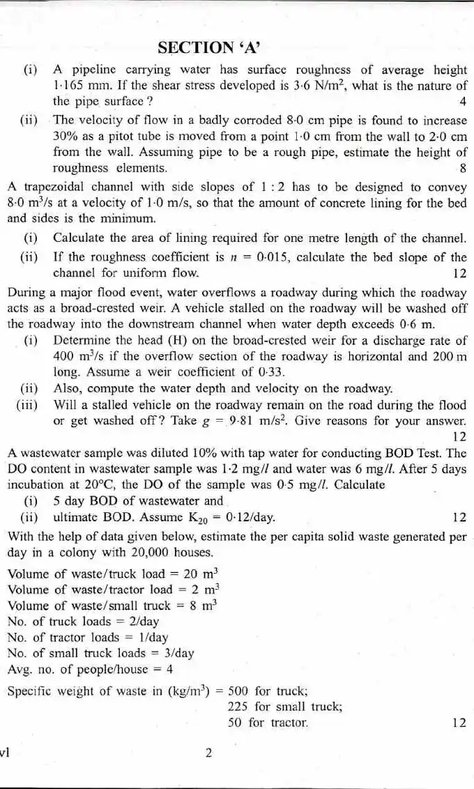 UPSC Engineering Services Examination 2017 Civil Engineering Paper II question paper page 1 instructions scan PDF download