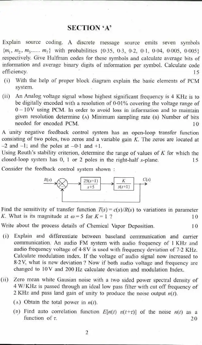 UPSC ESE 2017 Electronics & Telecommunication Engineering Paper II question paper page 1 instructions scan PDF download