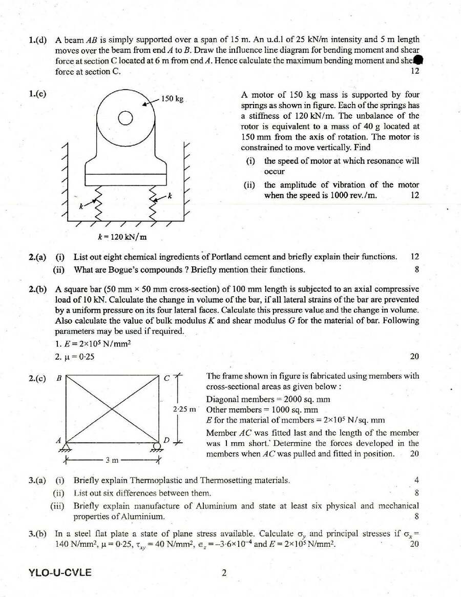UPSC Engineering Services Examination 2018 Civil Engineering Paper I question paper page 1 instructions scan PDF download