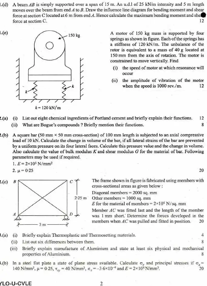 UPSC Engineering Services Examination 2018 Civil Engineering Paper I question paper page 1 instructions scan PDF download