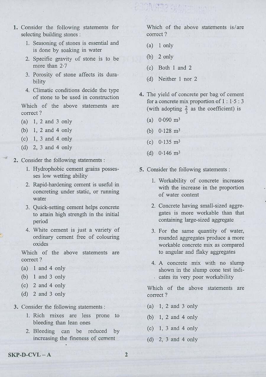 UPSC Engineering Services Examination 2018 Civil Engineering question paper page 1 instructions scan PDF download