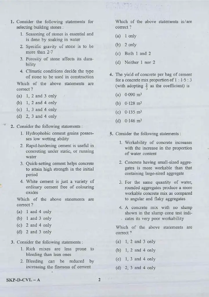 UPSC Engineering Services Examination 2018 Civil Engineering question paper page 1 instructions scan PDF download