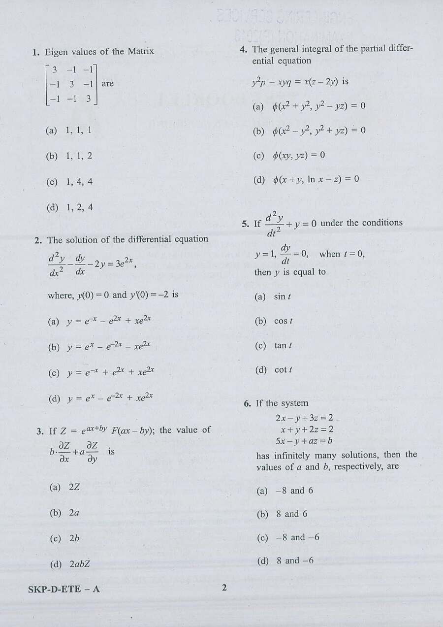 UPSC Engineering Services 2018 Electrical Engineering question paper page 1 instructions scan PDF download