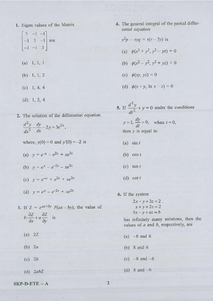 UPSC Engineering Services 2018 Electrical Engineering question paper page 1 instructions scan PDF download