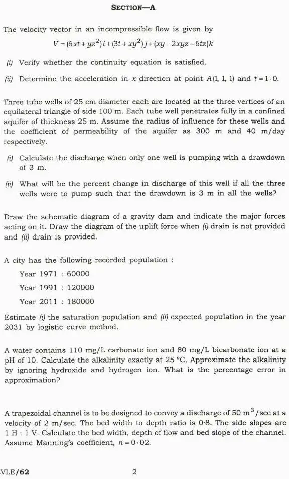 UPSC Engineering Services Main Exam 2019 Civil Engineering Paper II question paper page 1 scan, showing exam name, paper code XZH-S-CVLE, duration, marks, and specific instructions for candidates. PDF download available.