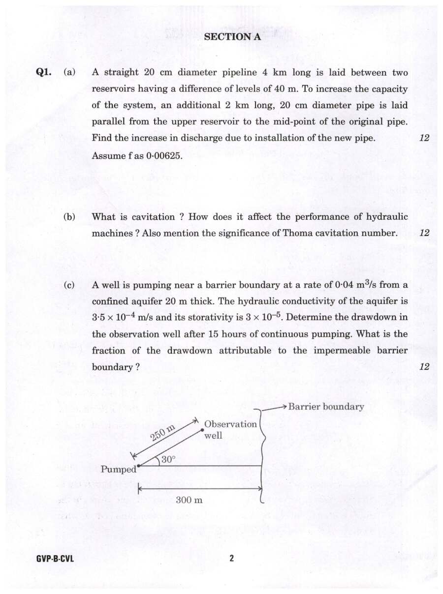 UPSC Engineering Services Main Exam 2022 Civil Engineering Paper II question paper page 1 instructions scan PDF download