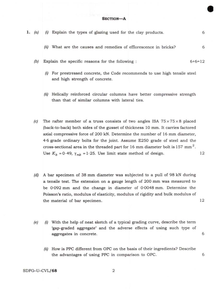 UPSC Civil Engineering Paper-I 2023 Section A (MCQ) — page 1 instructions scan PDF download