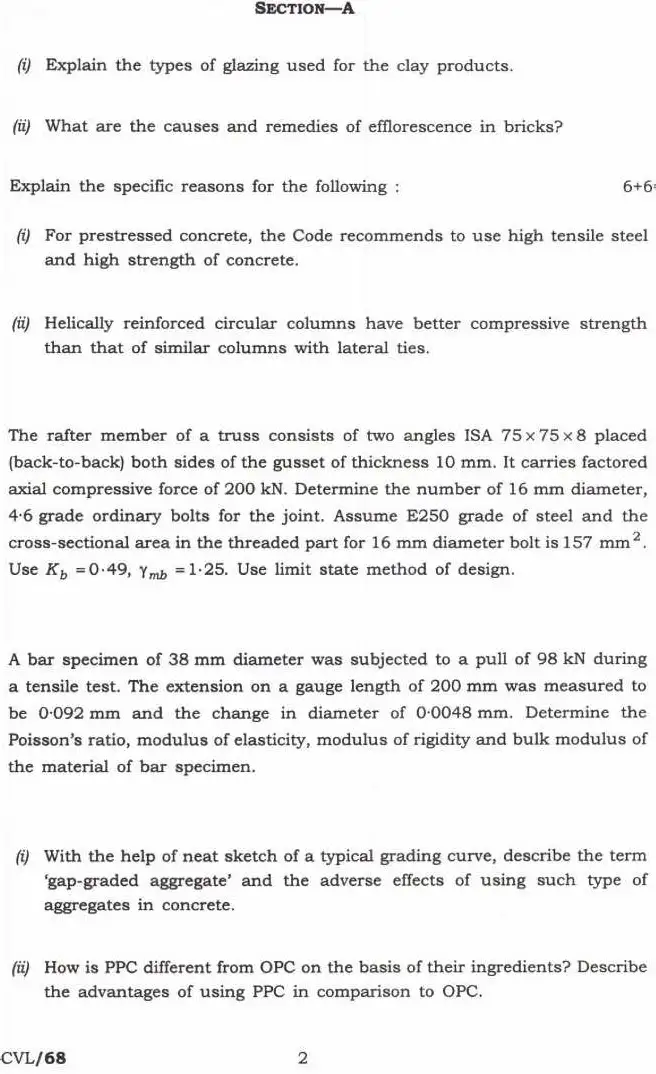 UPSC Civil Engineering Paper-I 2023 Section A (MCQ) — page 1 instructions scan PDF download