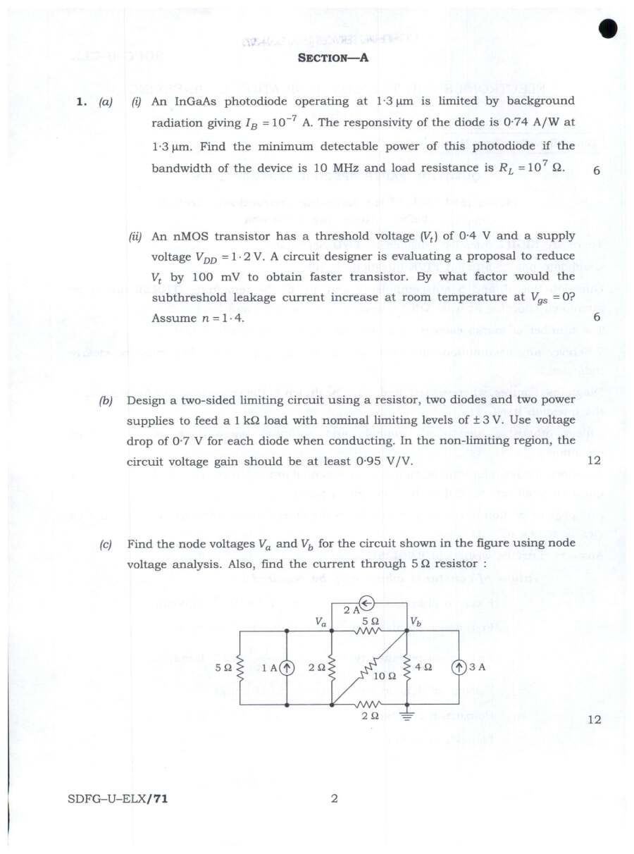 UPSC Engineering Services Main 2023 Electronics and Telecommunication Engineering Paper-I question paper page 1 instructions scan PDF download