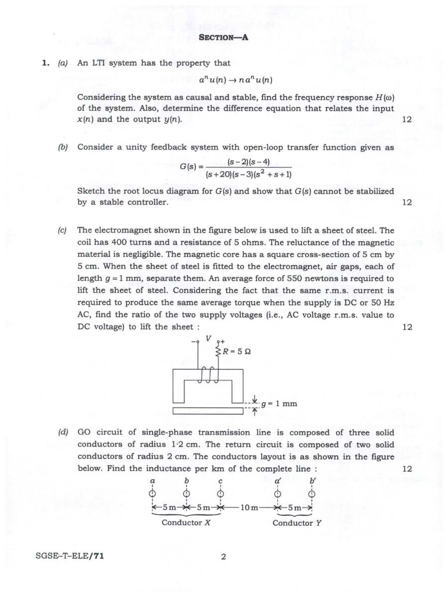 UPSC Engineering Services (Main) Examination 2024 Electrical Engineering Paper II page 1 instructions scan PDF download