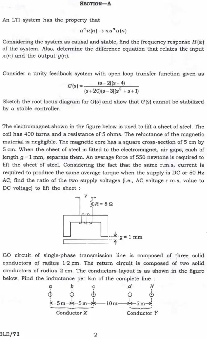 UPSC Engineering Services (Main) Examination 2024 Electrical Engineering Paper II page 1 instructions scan PDF download