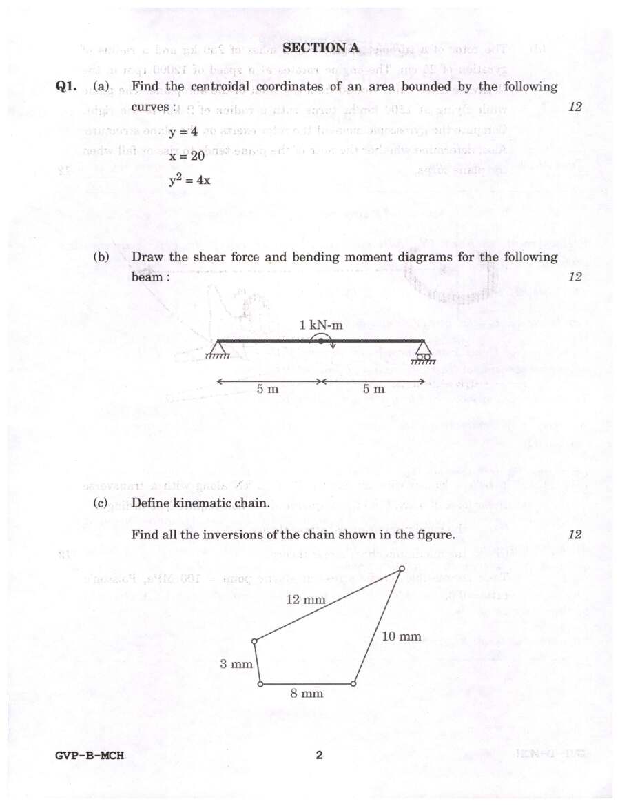 UPSC Engineering Services (Main) Exam 2022 Mechanical Engineering Paper II question paper page 1 instructions scan PDF download