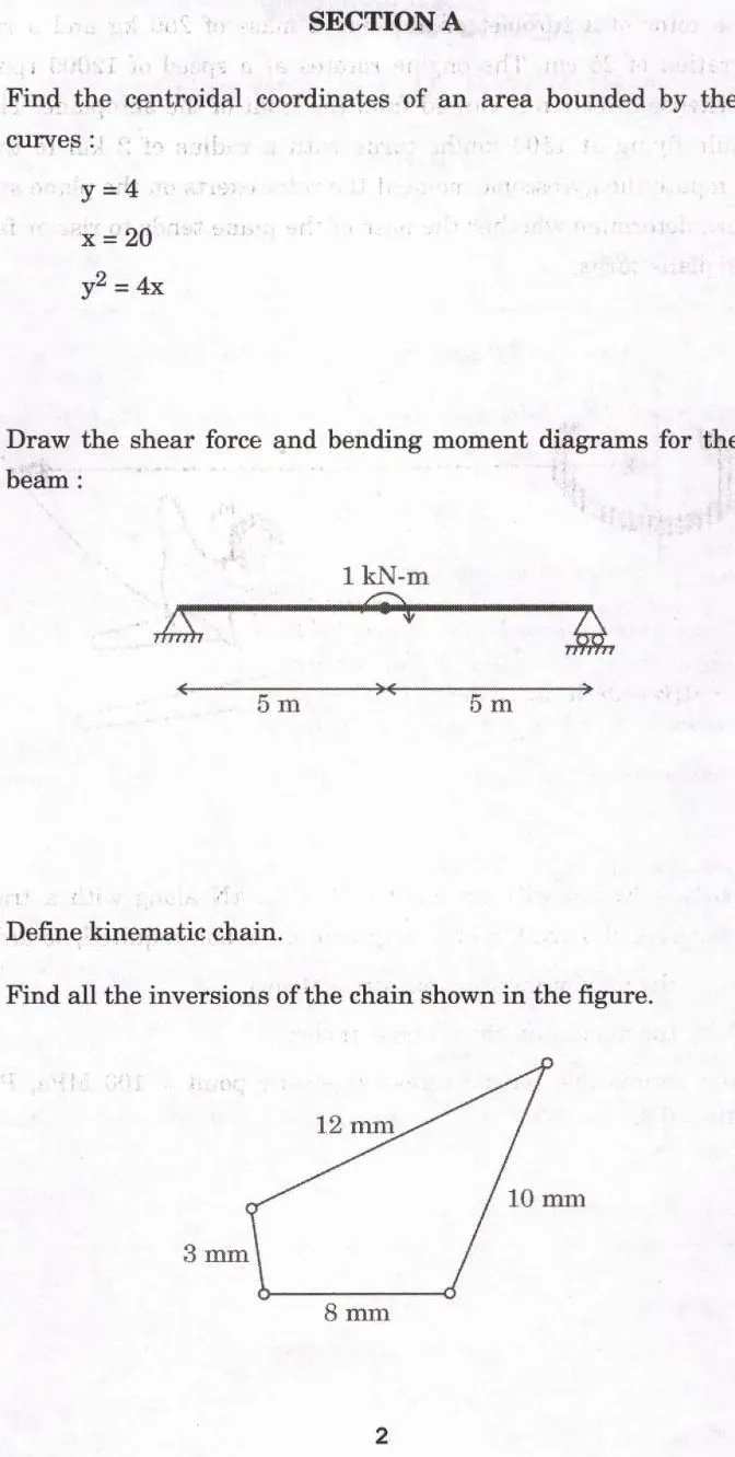 UPSC Engineering Services (Main) Exam 2022 Mechanical Engineering Paper II question paper page 1 instructions scan PDF download