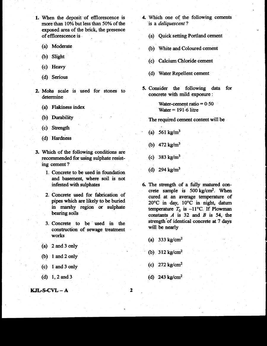 UPSC Engineering Services 2020 Civil Engineering question paper page 1 instructions scan PDF download